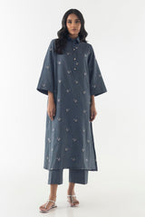 Stitched Grey Embroidered Shirt + Culotte