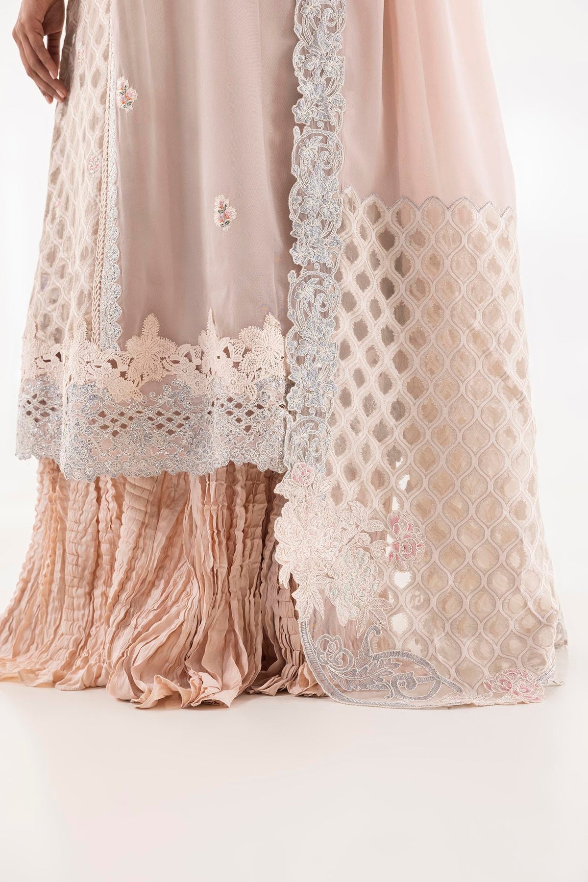 Stitched Georgette Embroidered Shirt + Plazo + Dupatta