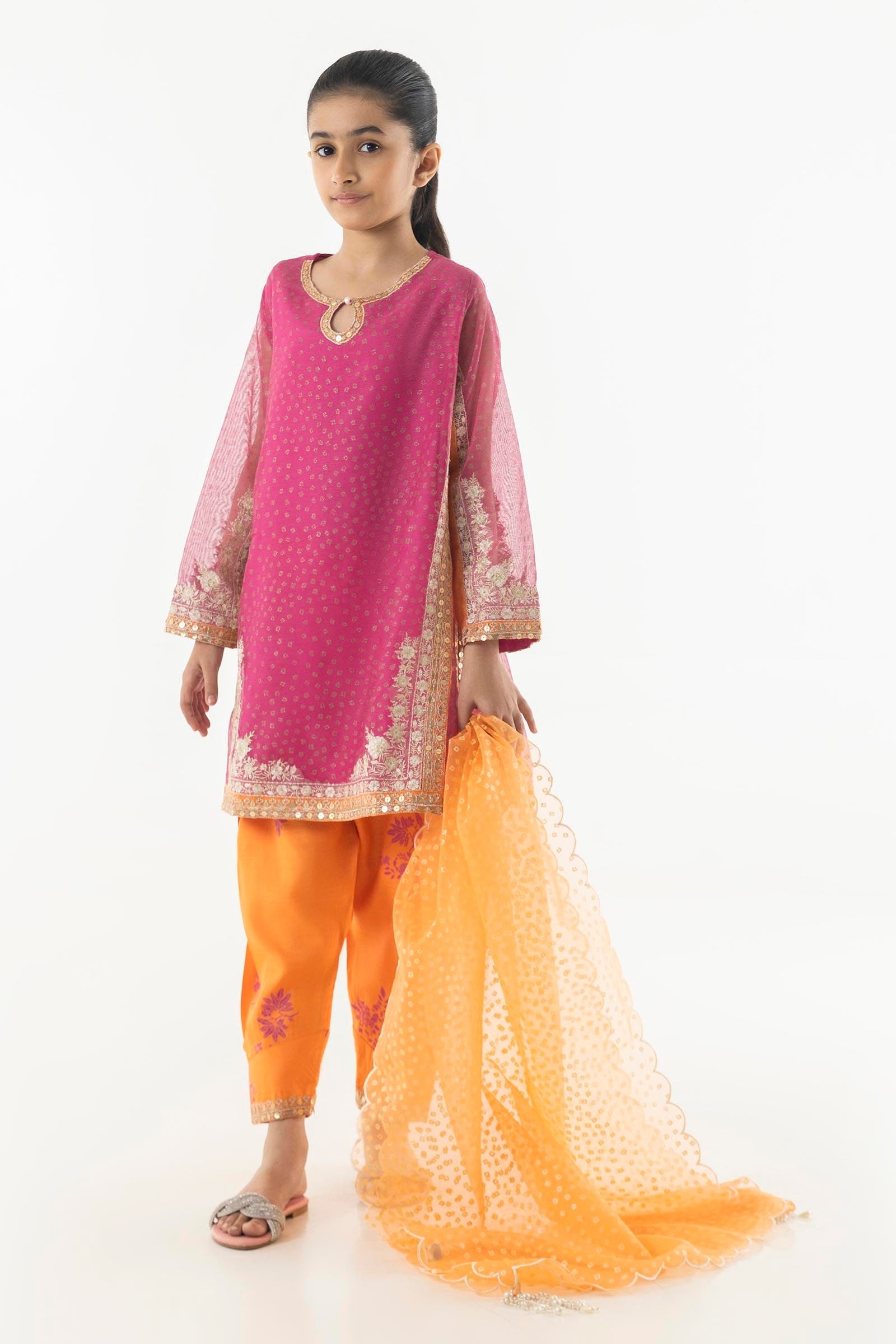Stitched Kids Embroidered Cotton Suit