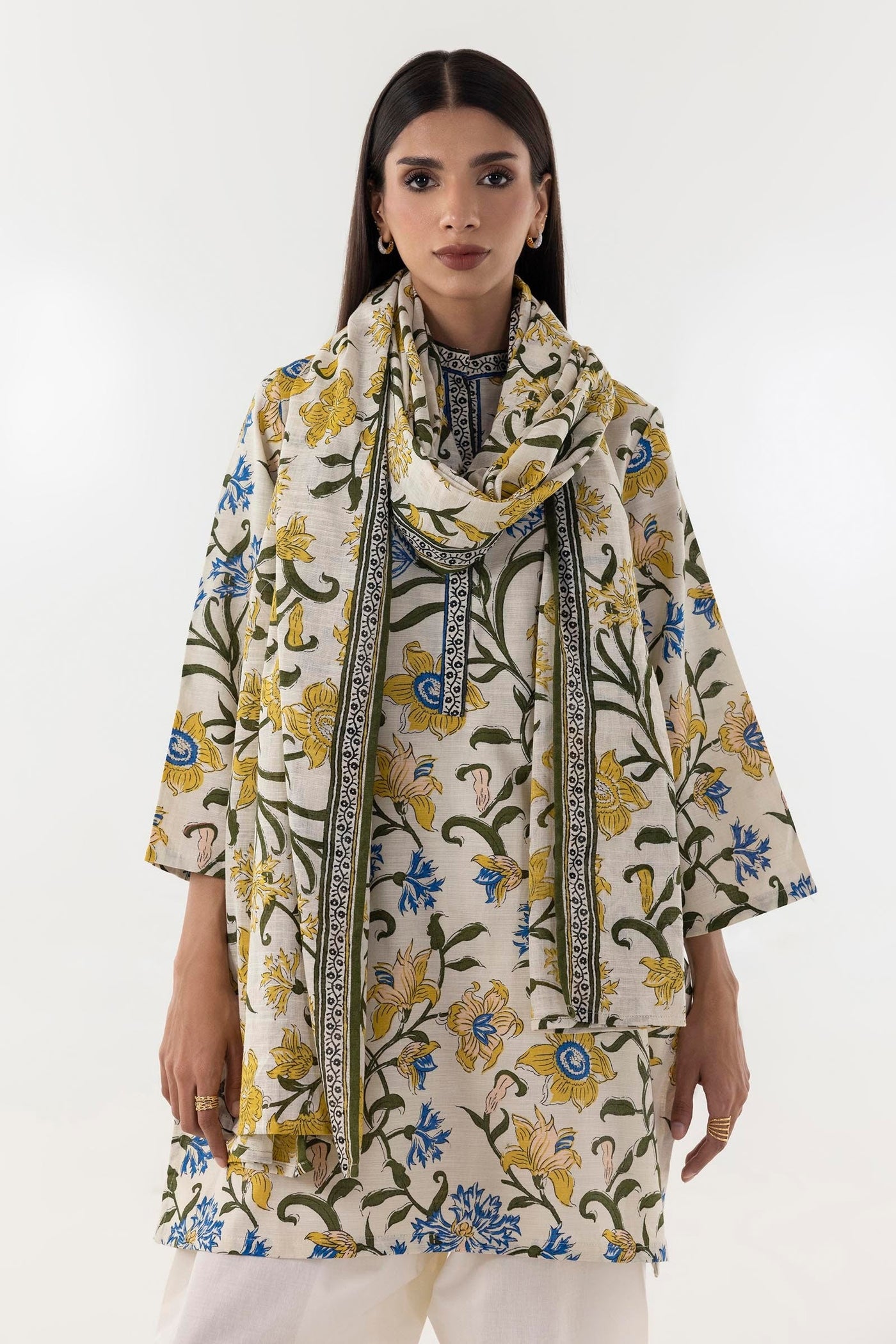 Stitched Multi Printed Shirt + Dupatta