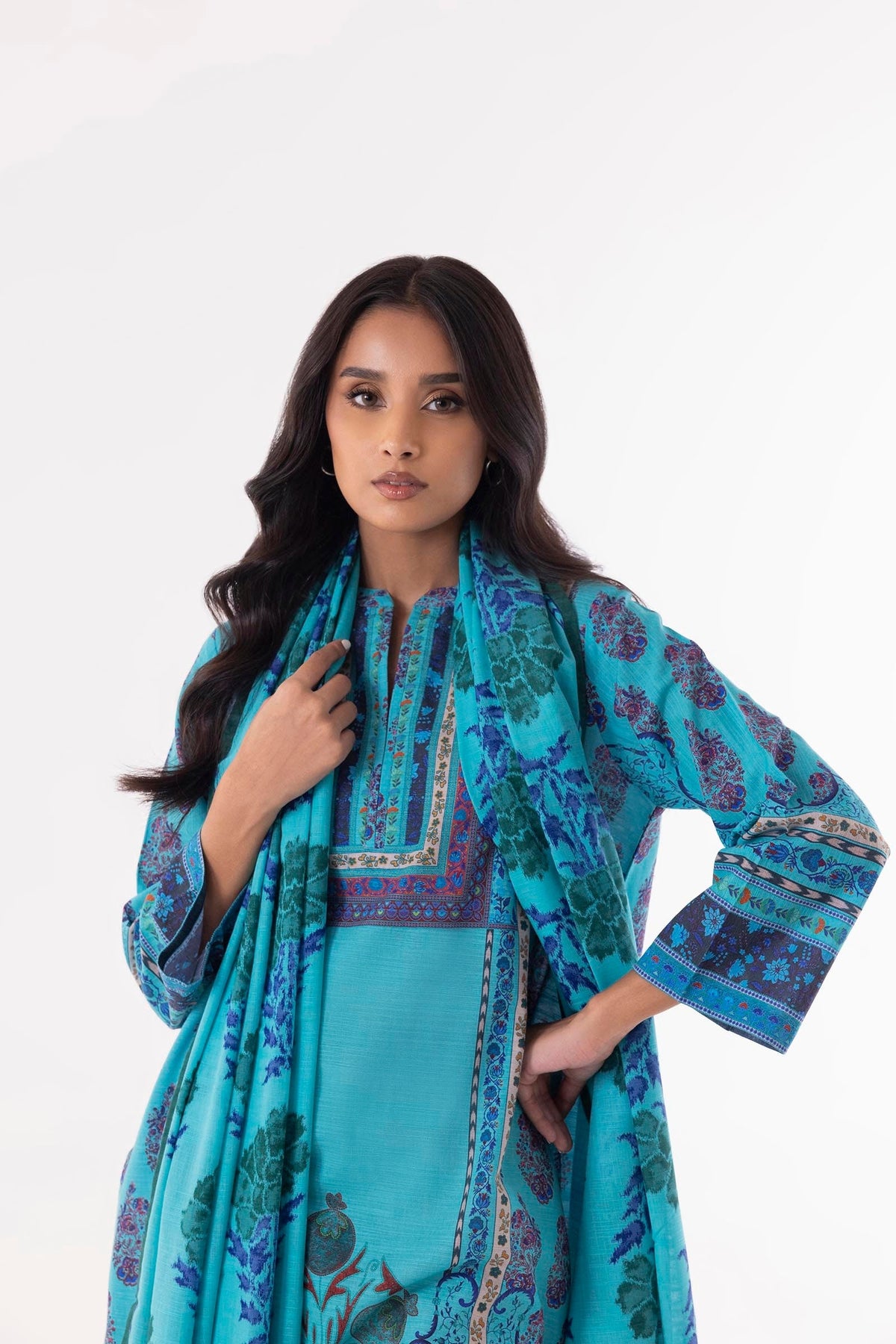 Stitched Multi Printed Shirt + Dupatta
