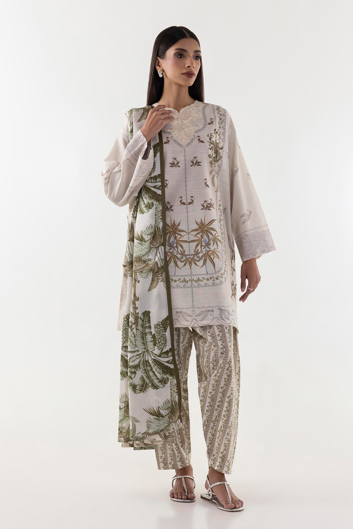 Stitched Multi Printed Shirt + Culotte + Dupatta