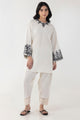 Stitched Off White Embroidered Shirt