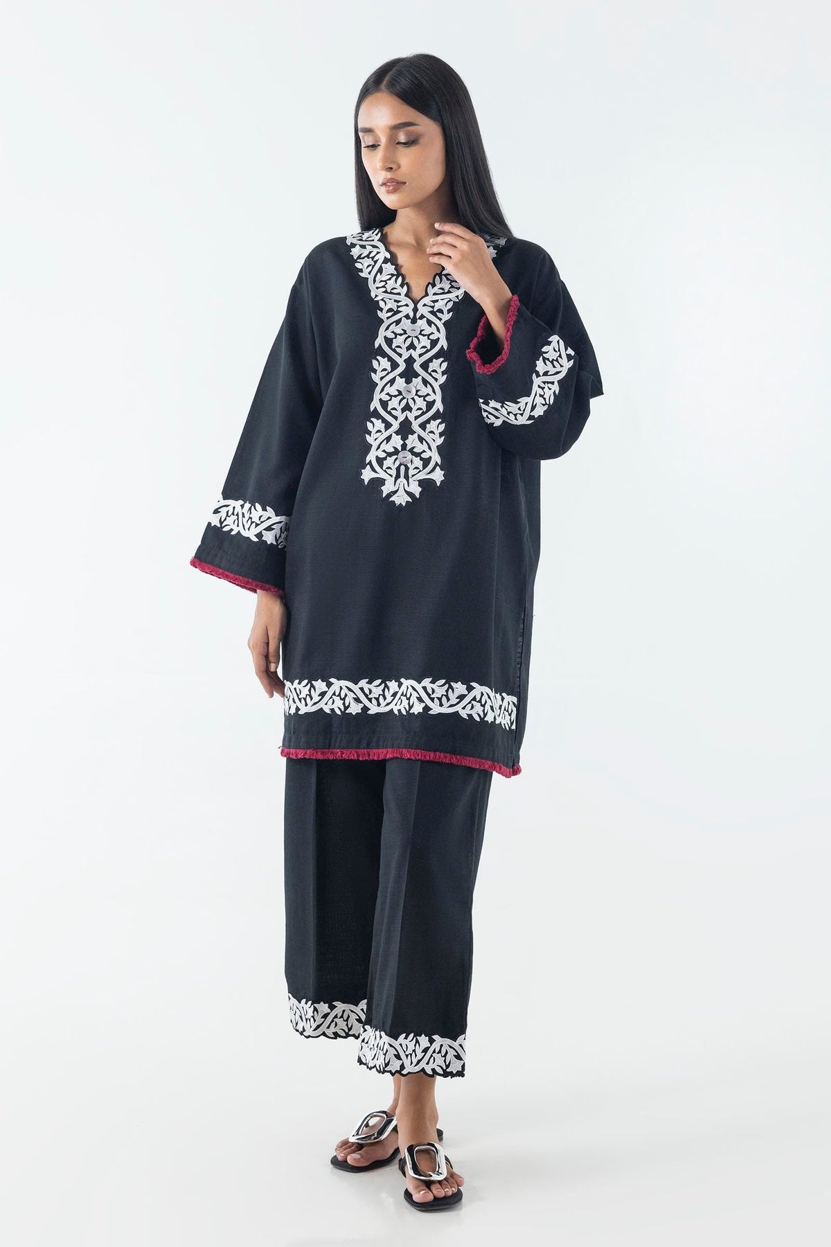 Stitched Black Embroidered Shirt