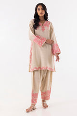Stitched Beige Embroidered Shirt