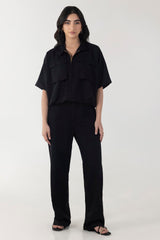 Stitched Black Printed Shirt
