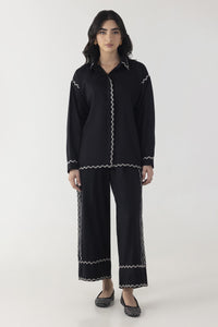 Stitched Black Printed Co-ord