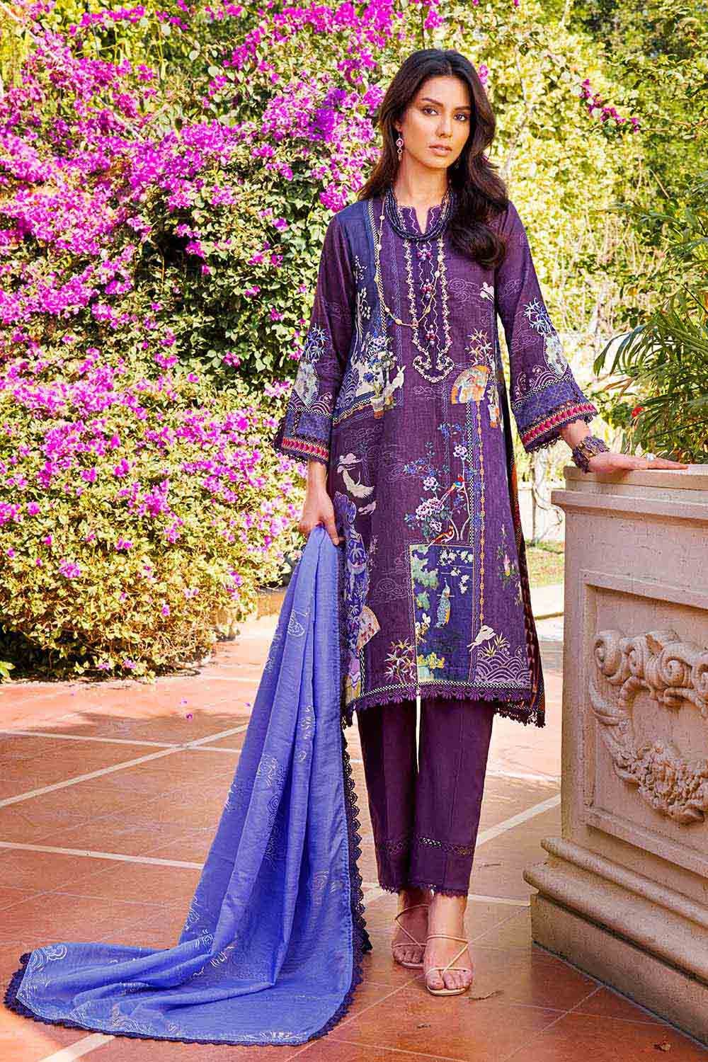 3 Piece Lawn Jacquard Unstitched Suit With Foil Printed Paper Cotton Dupatta
