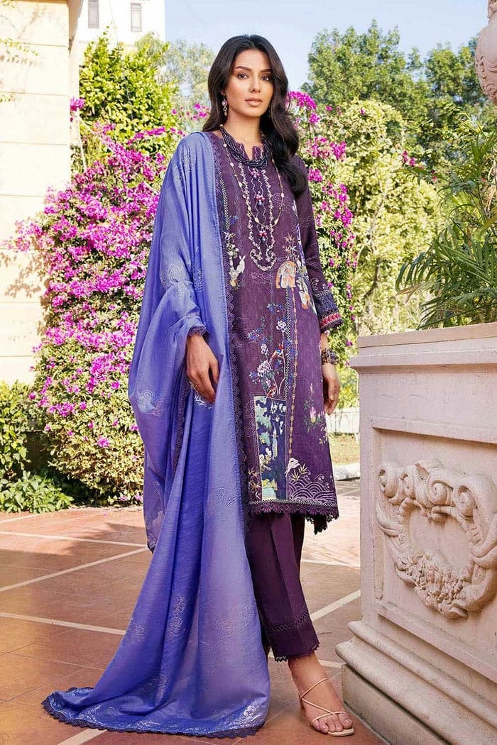3 Piece Lawn Jacquard Unstitched Suit With Foil Printed Paper Cotton Dupatta
