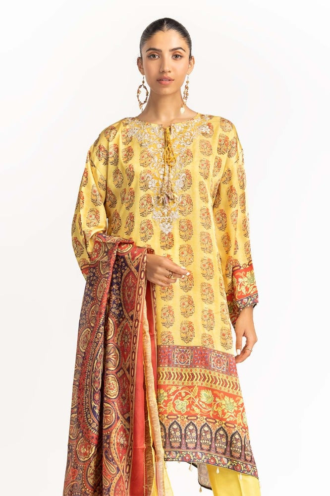 Digital Print Shamose Silk Embroidered Suit