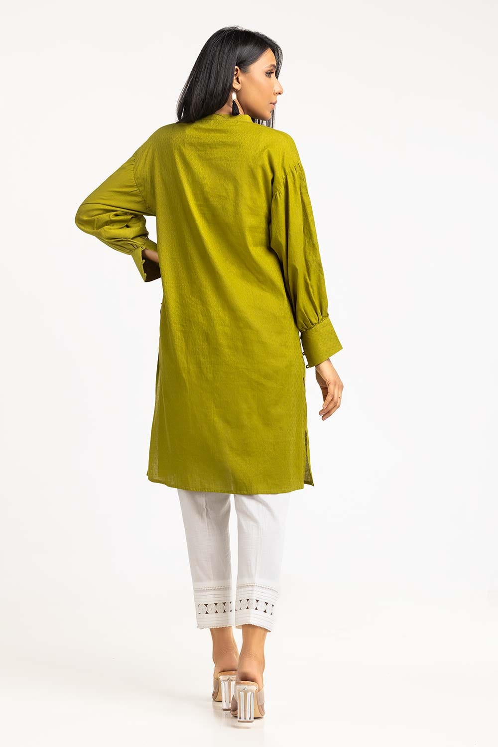 Dyed Self Dobby Embelished Shirt