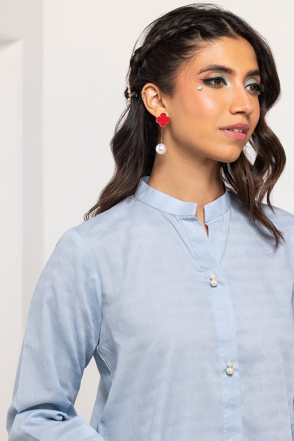 Dobby Dyed Embellished Shirt