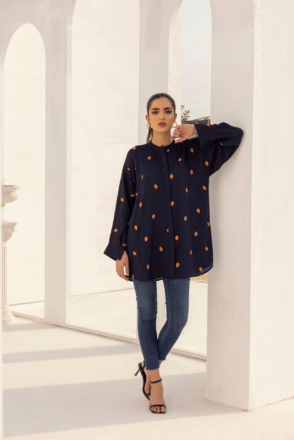 Dyed Georgette Embroidered Top
