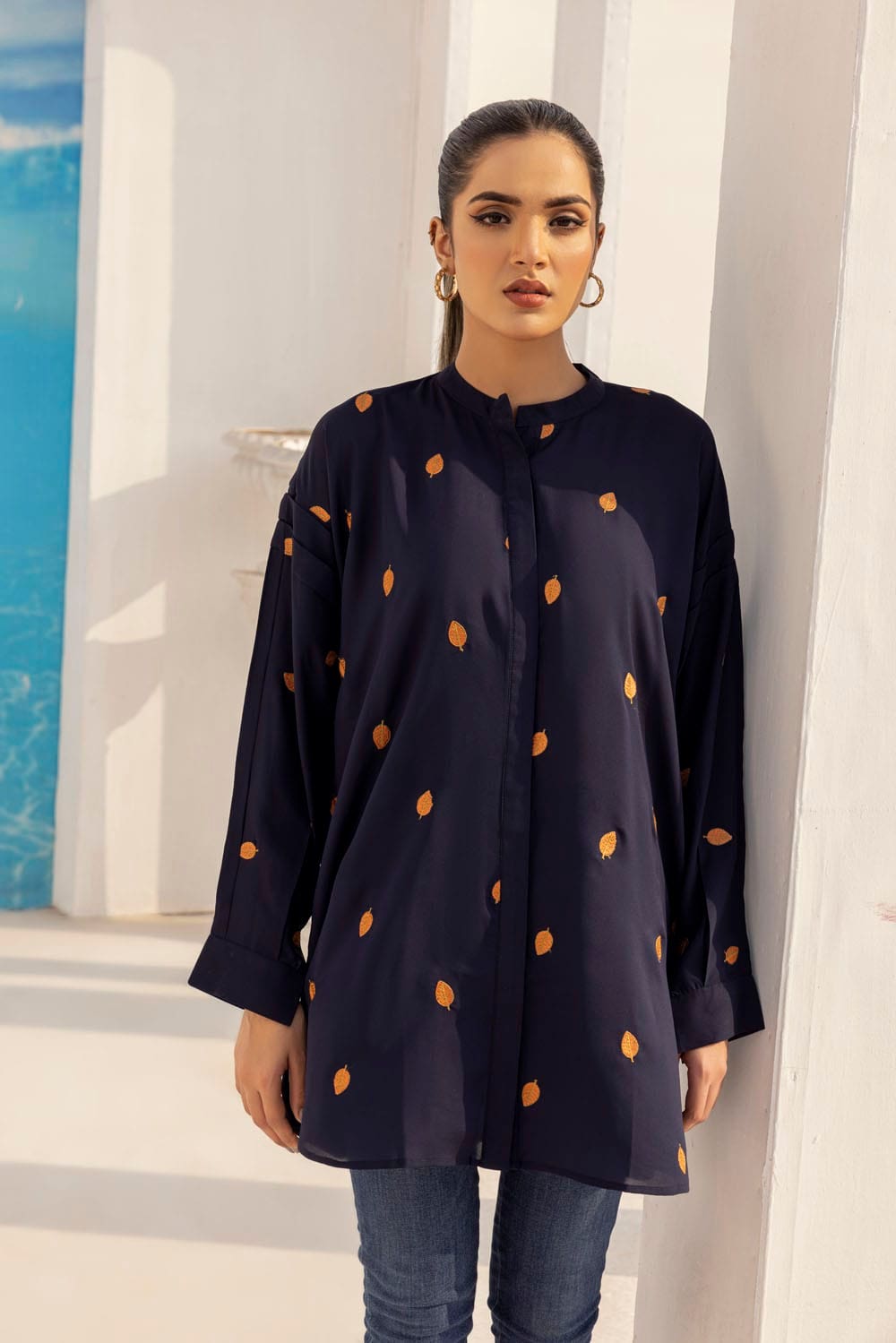 Dyed Georgette Embroidered Top