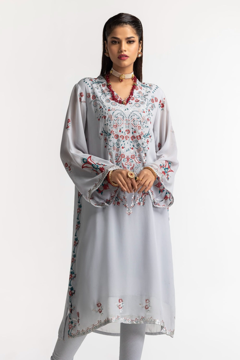 Dyed Foil Print Light Georgette Shirt