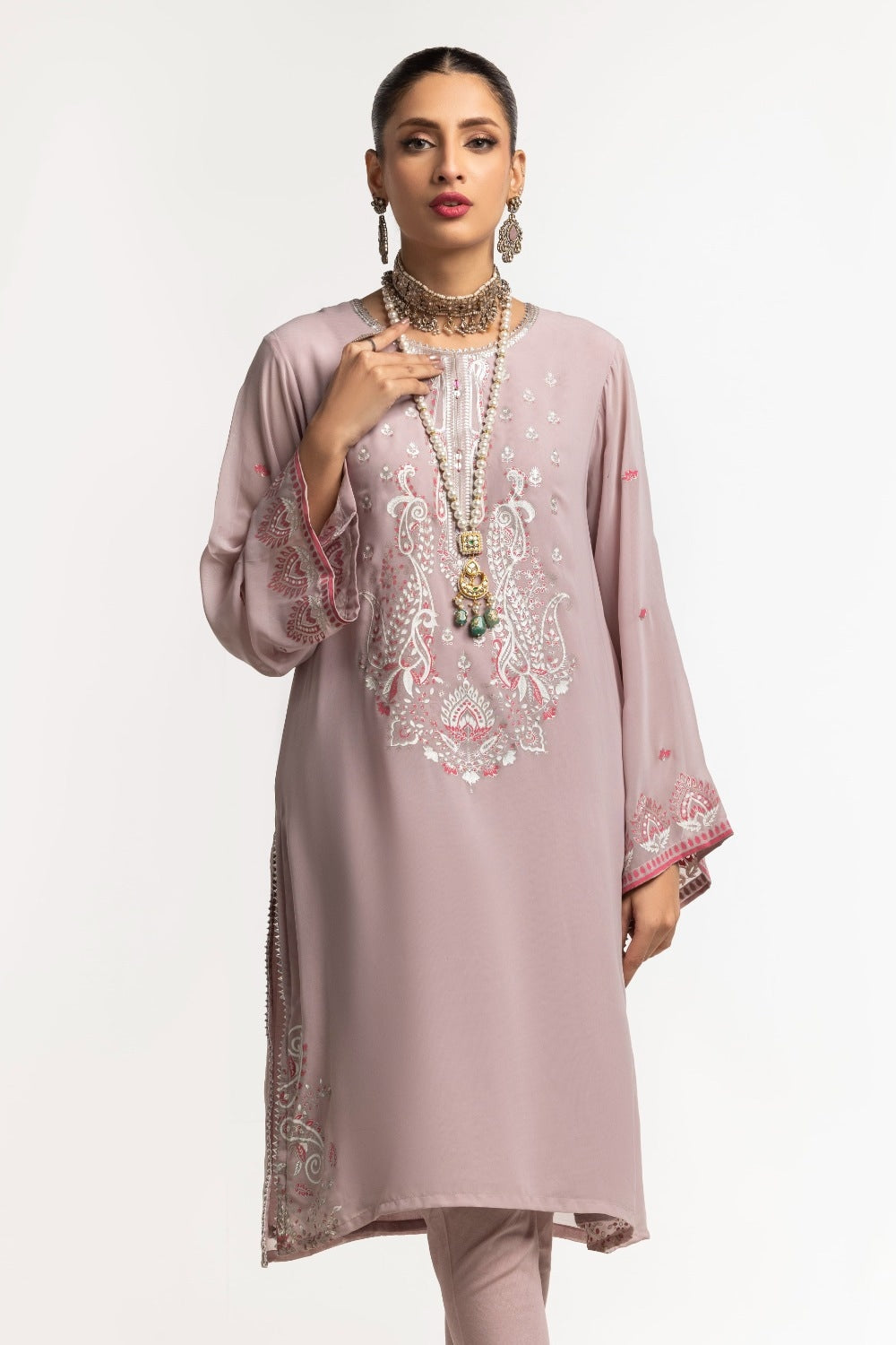 Dyed Foil Print Light Georgette Shirt