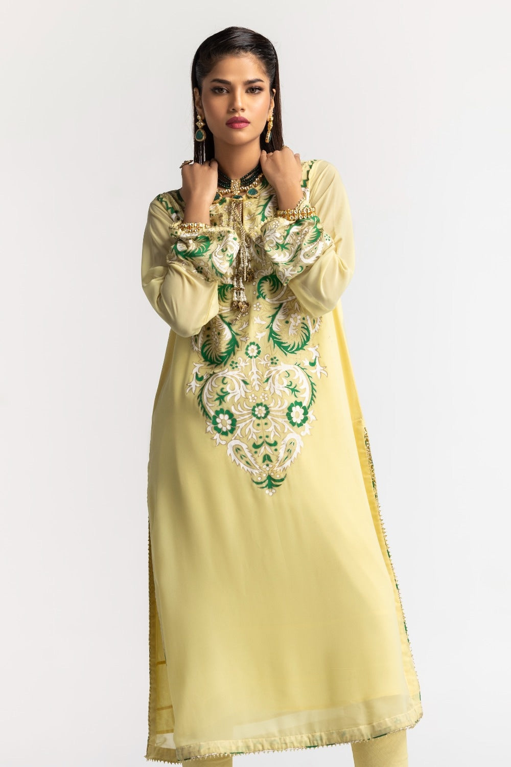 Dyed Foil Print Light Georgette Shirt