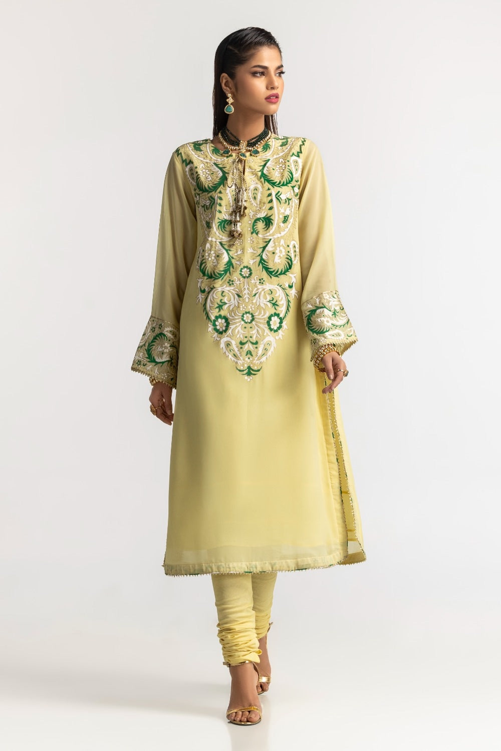 Dyed Foil Print Light Georgette Shirt