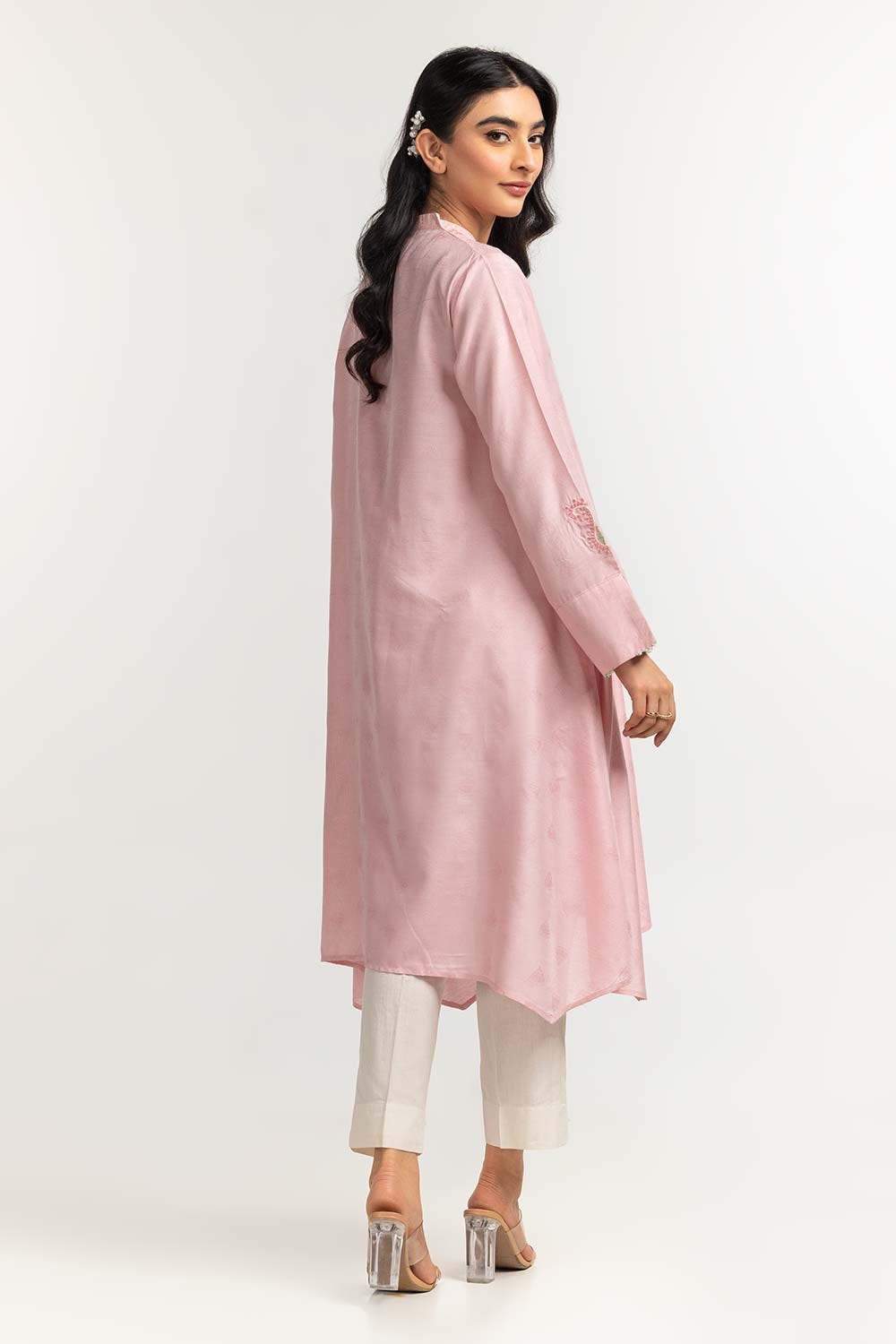 Dyed Self Jacquard Embroidered Shirt