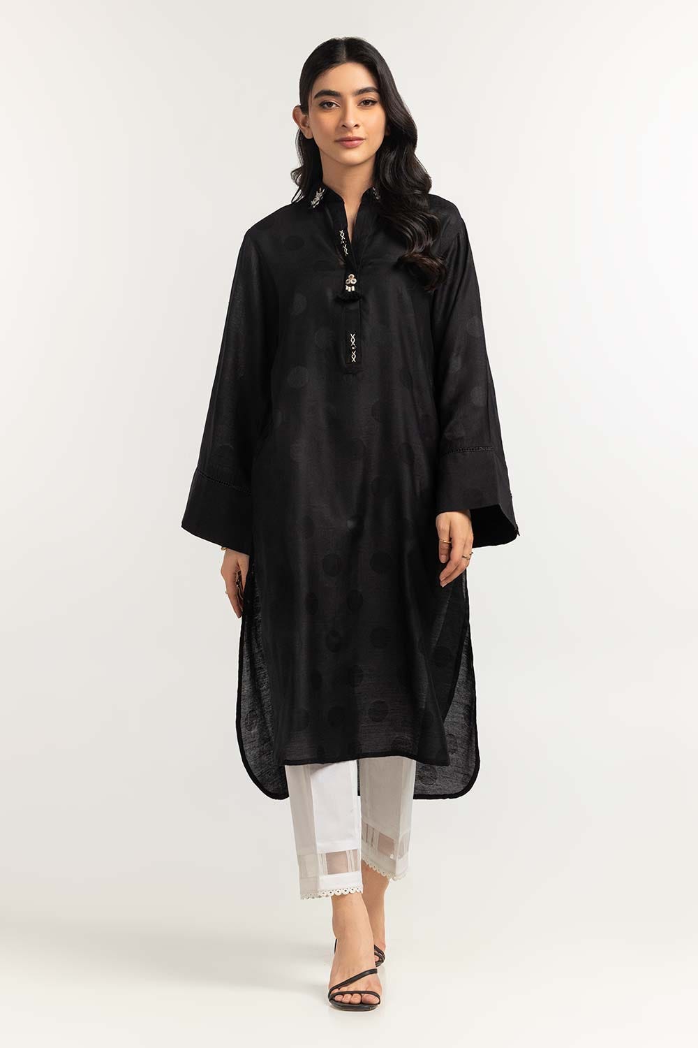 Dyed Self Jacquard Embelished Shirt