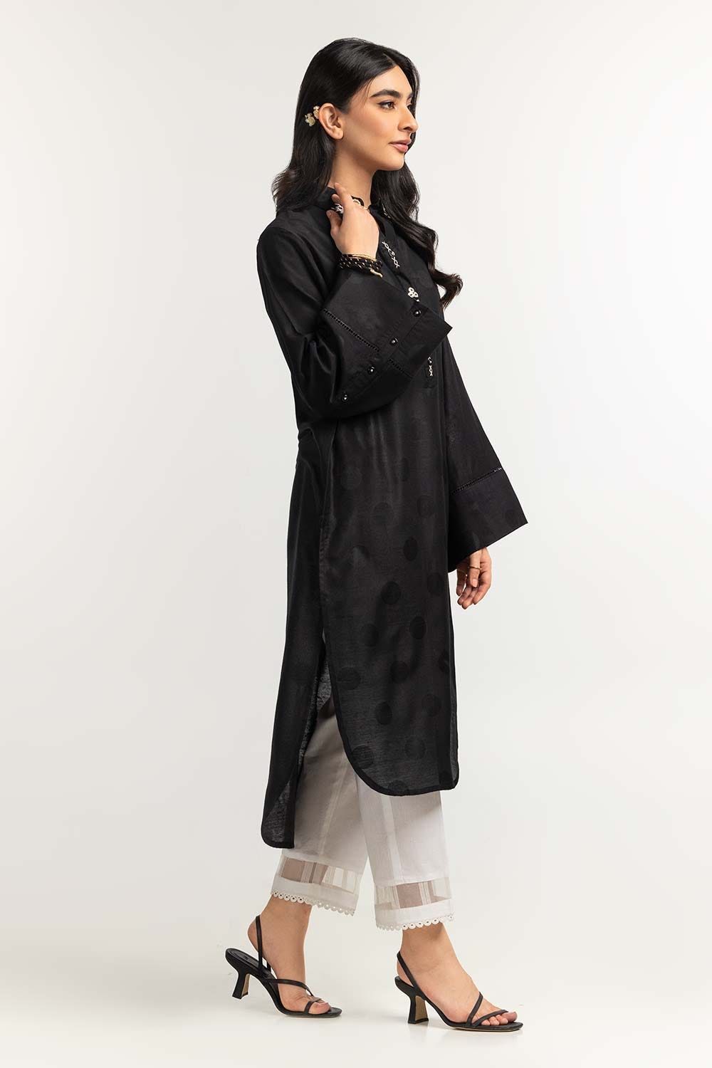 Dyed Self Jacquard Embelished Shirt