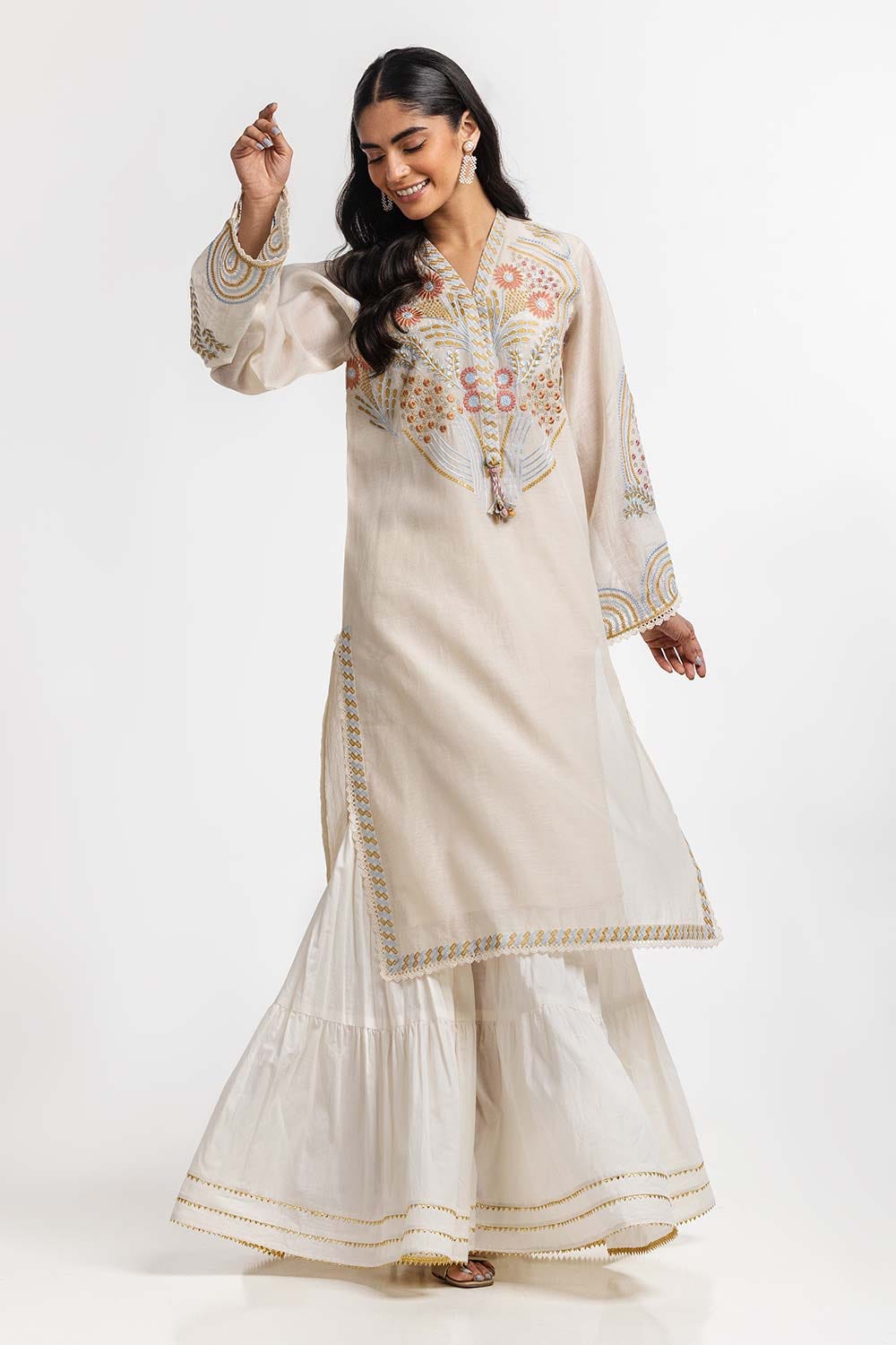 Dyed Cottonsilk Embroidered Shirt