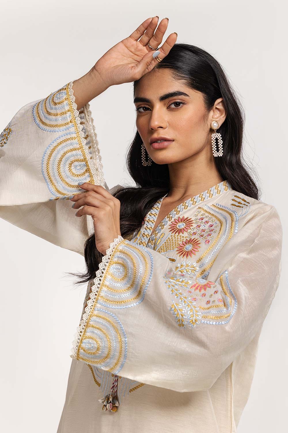 Dyed Cottonsilk Embroidered Shirt