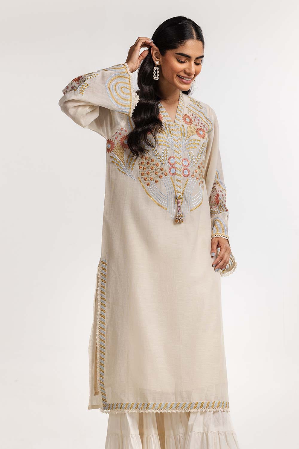 Dyed Cottonsilk Embroidered Shirt