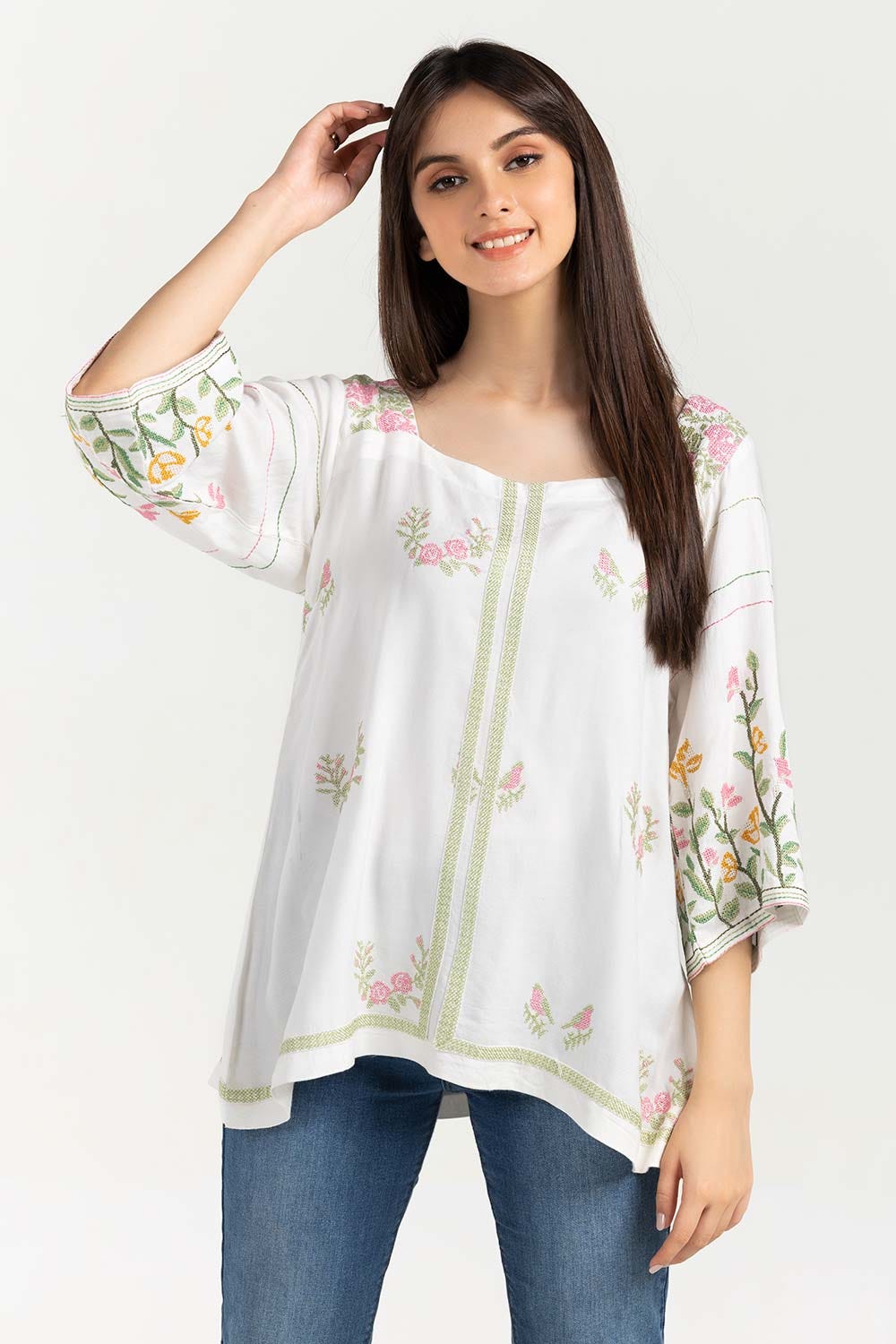 Embroidered Twill Viscose Kurti