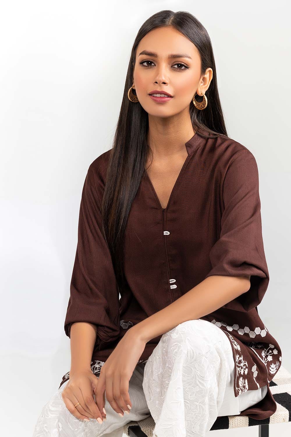 Embroidered Twill Viscose Shirt