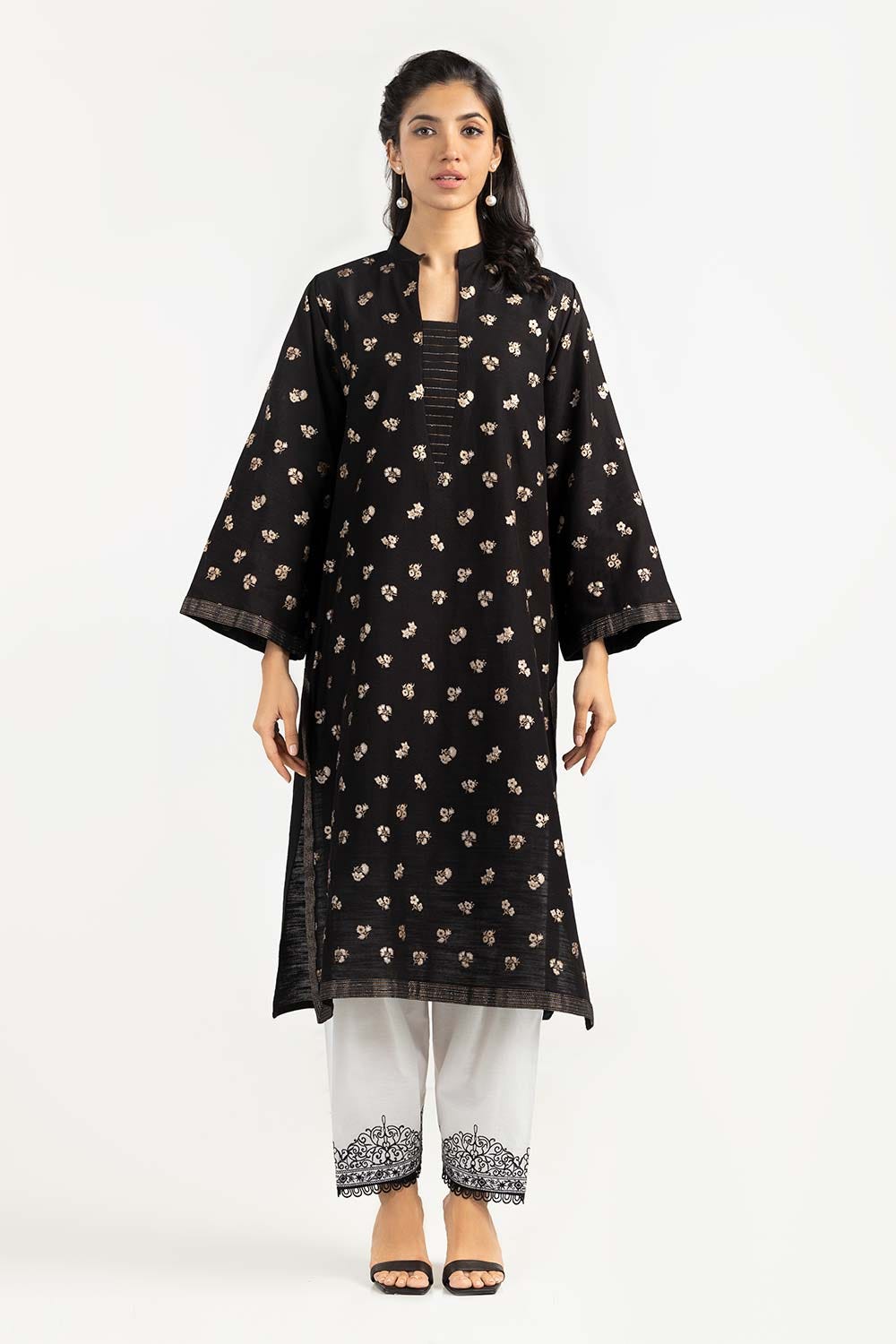 Dyed Khaddar Screen Printed Shirt