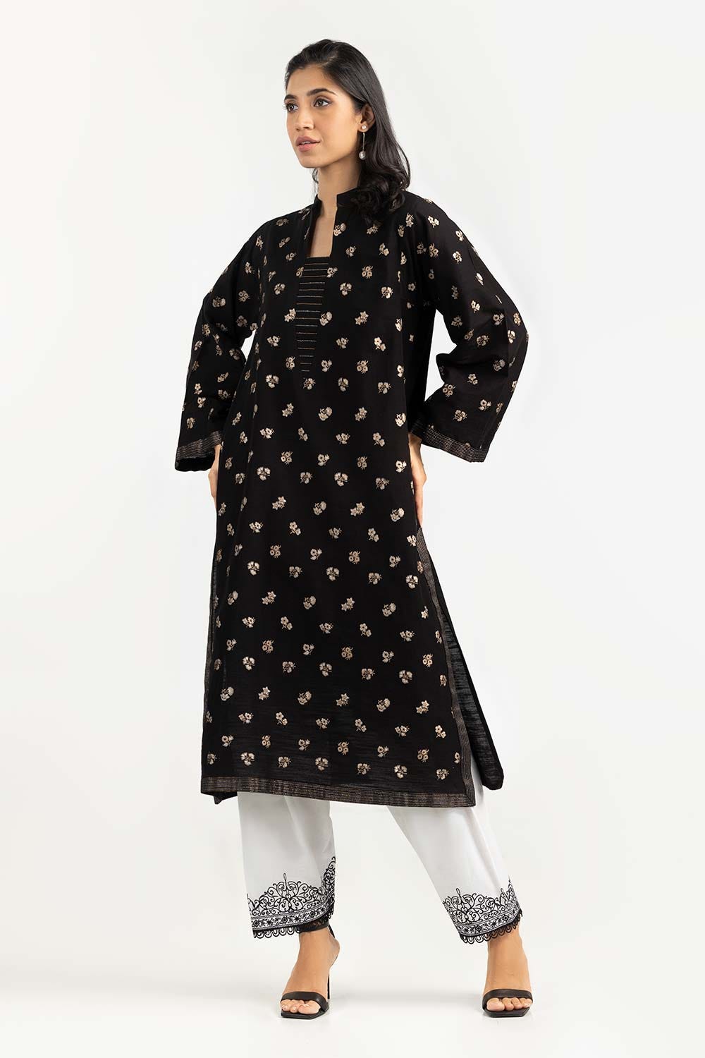 Dyed Khaddar Screen Printed Shirt