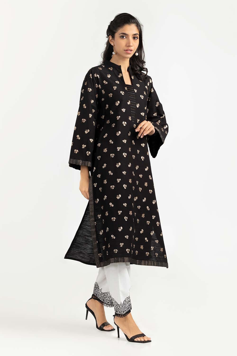 Dyed Khaddar Screen Printed Shirt