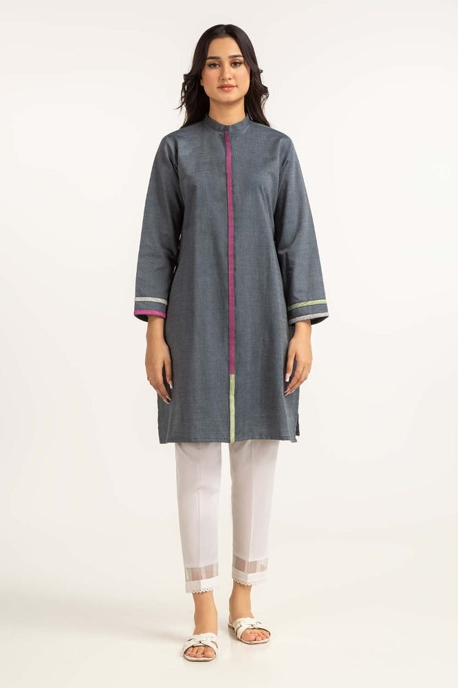 Dyed Cotton Yarn Dyed Embroidered Shirt