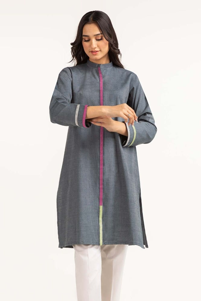 Dyed Cotton Yarn Dyed Embroidered Shirt