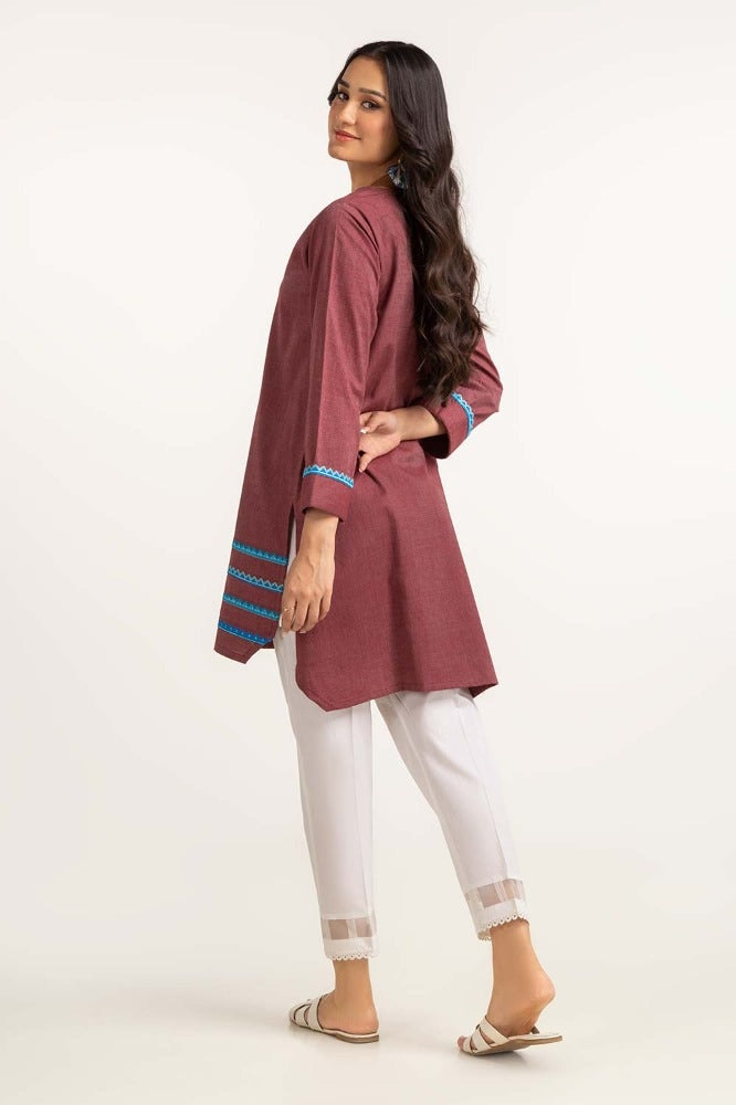 Dyed Yarn Cotton Embroidered Shirt