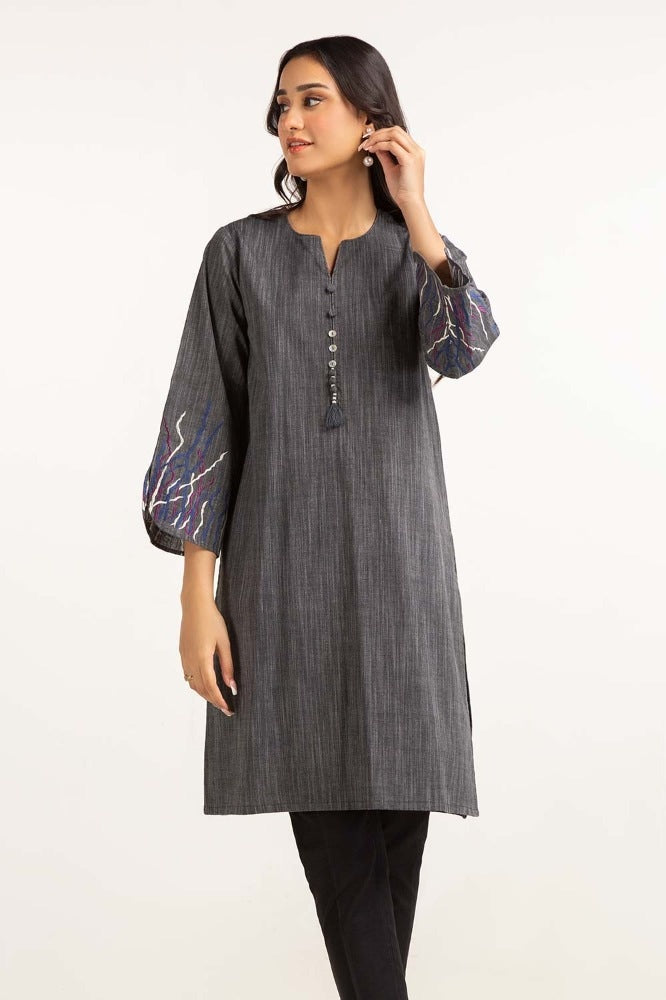 Dyed Cotton Yarn Dyed Embroidered Shirt