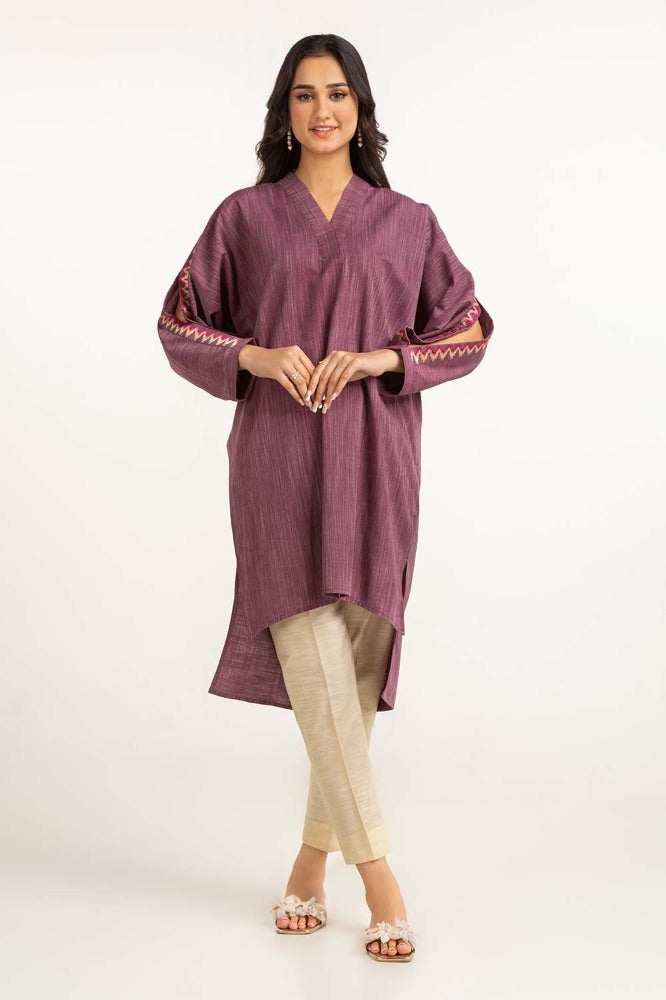 Dyed Yarn Cotton Embroidered Shirt Glw-23-35