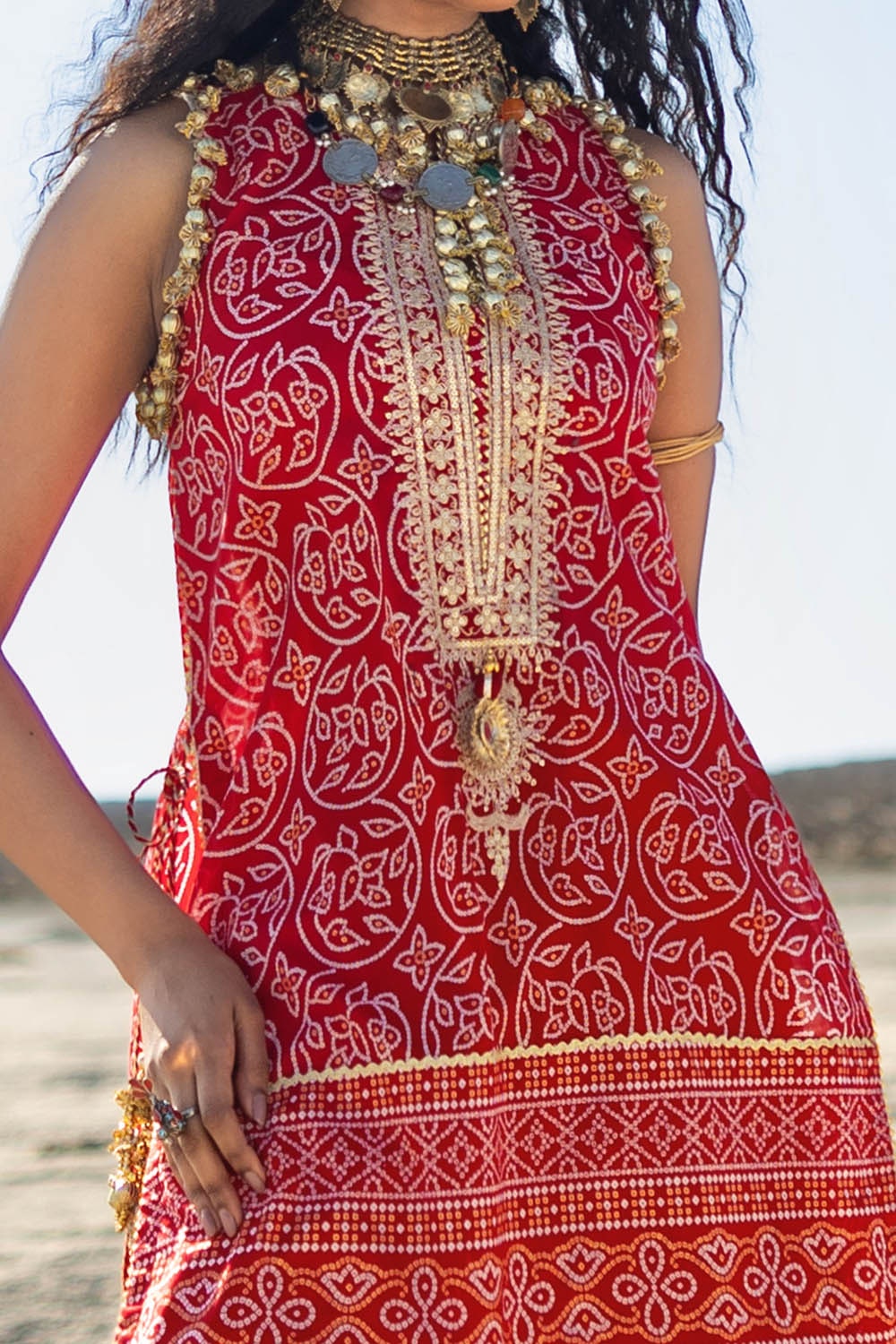 2 Piece Unstitched Embroidered Gold Printed Lawn suit