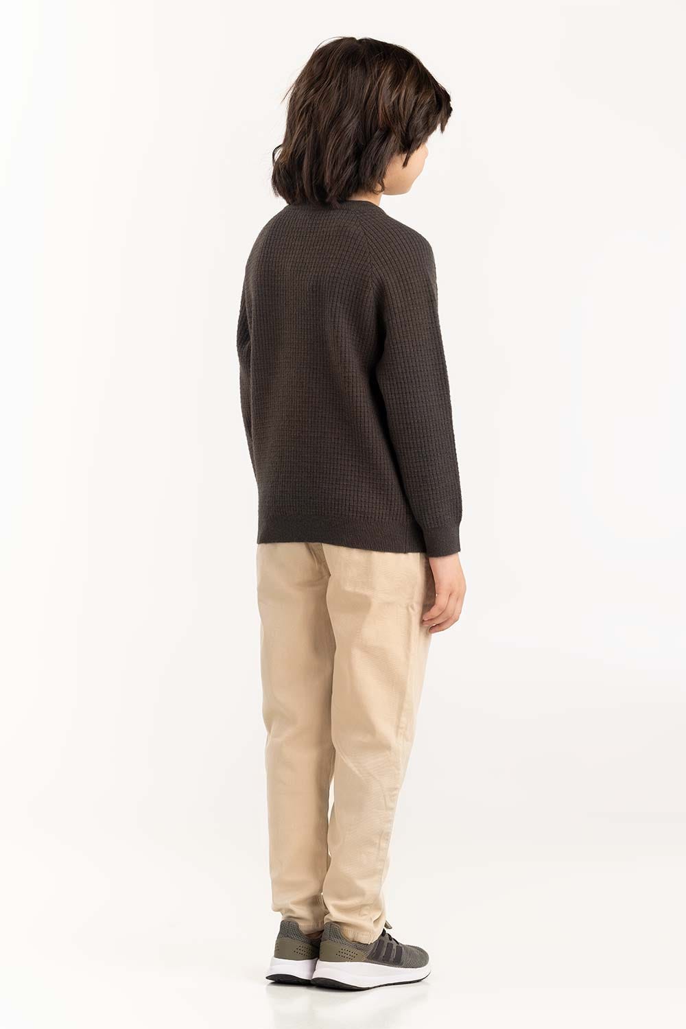 Junior Boy Green Knit Sweater
