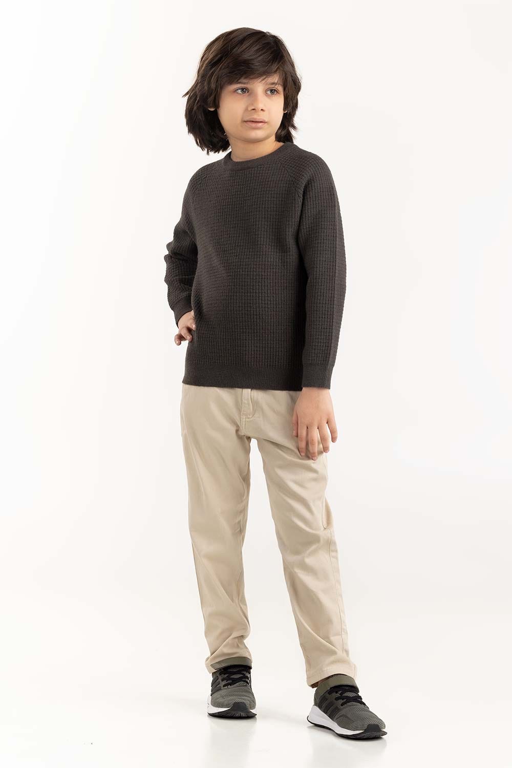 Junior Boy Green Knit Sweater