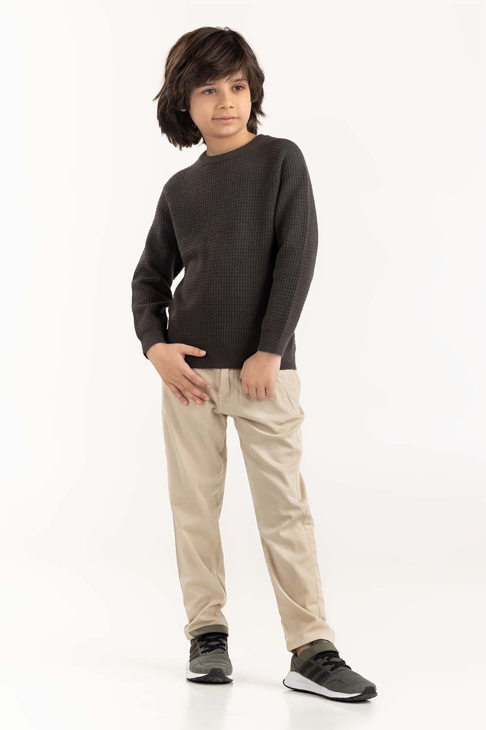 Junior Boy Green Knit Sweater