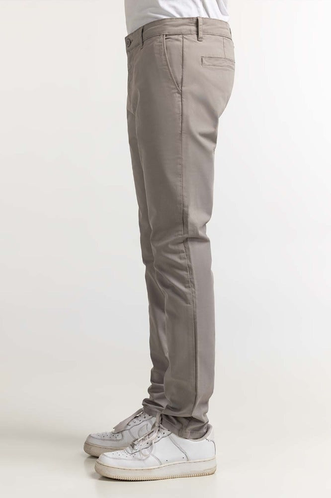 Grey Basic Dyed Khaki Pant