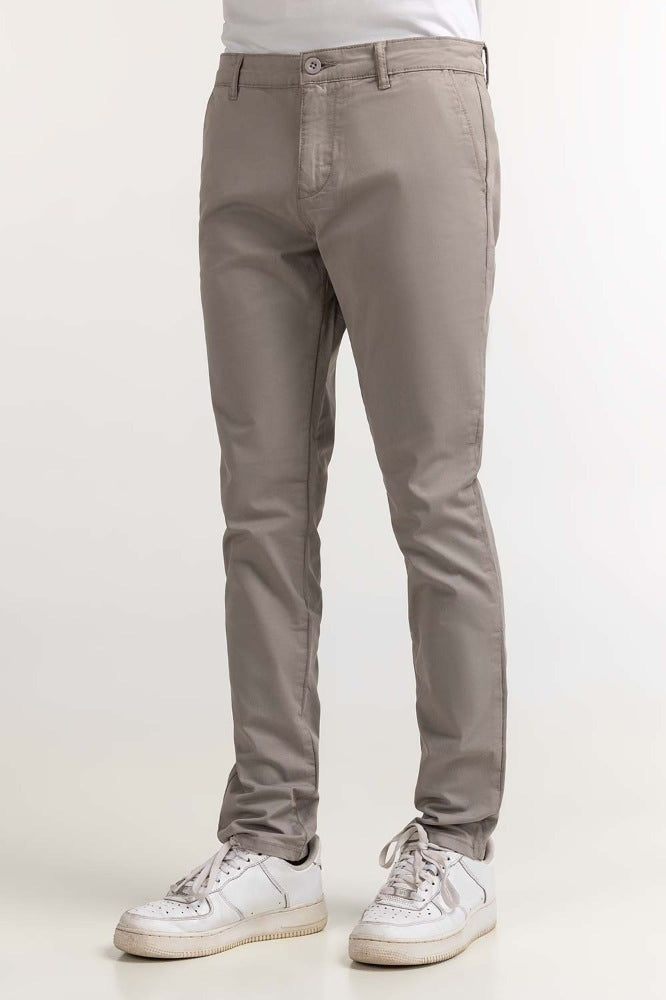 Grey Basic Dyed Khaki Pant