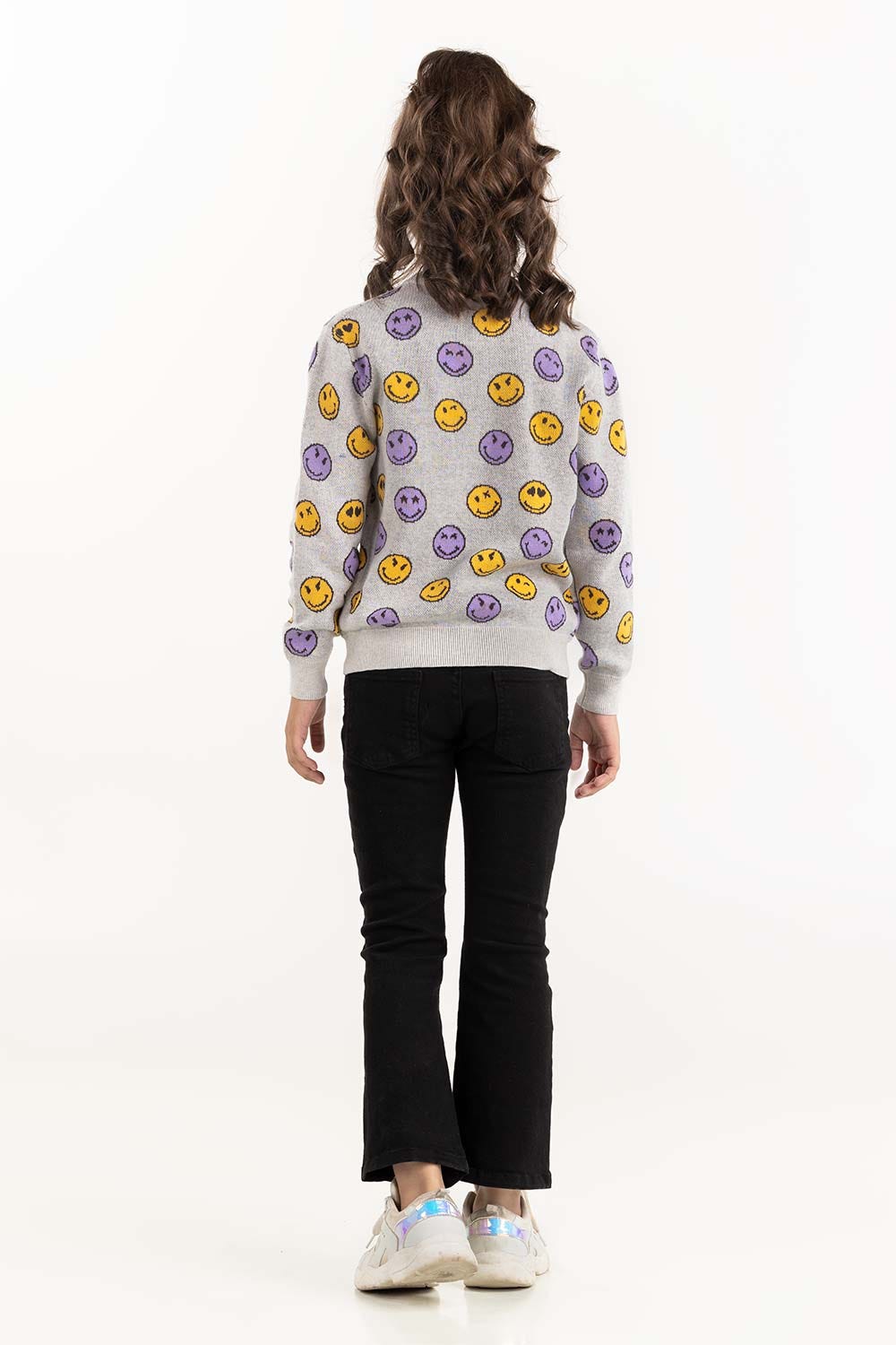 Junior Girl Grey Jacquard Sweater