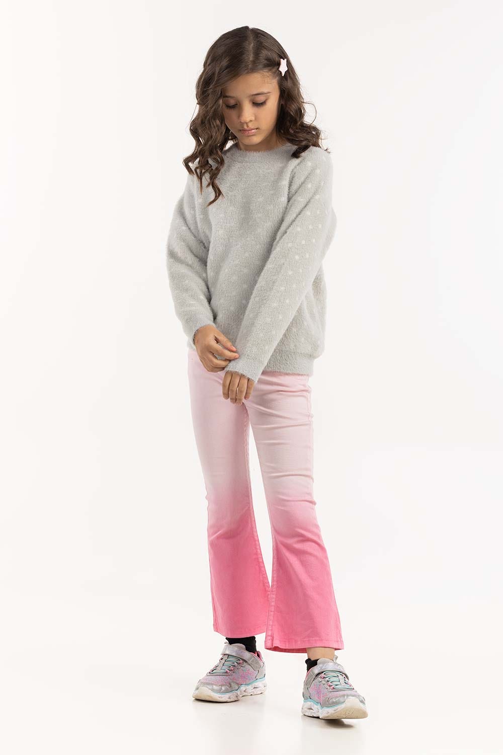 Junior Girl Grey Jacquard Sweater