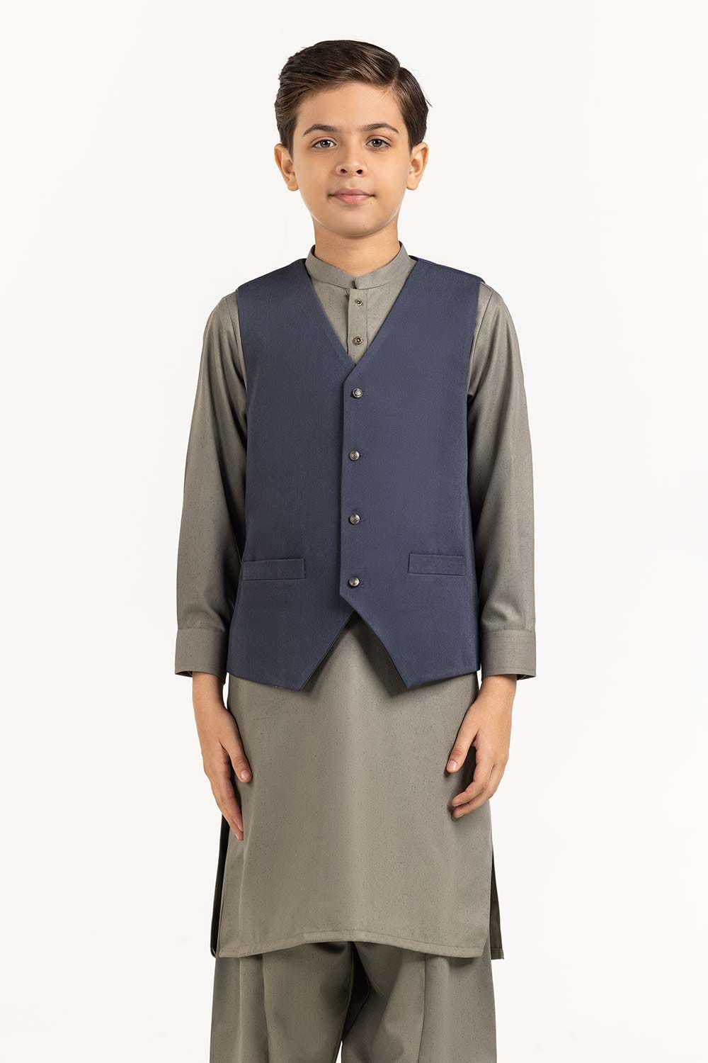 Grey Stylized Waist Coat Kwc-Pd23-002