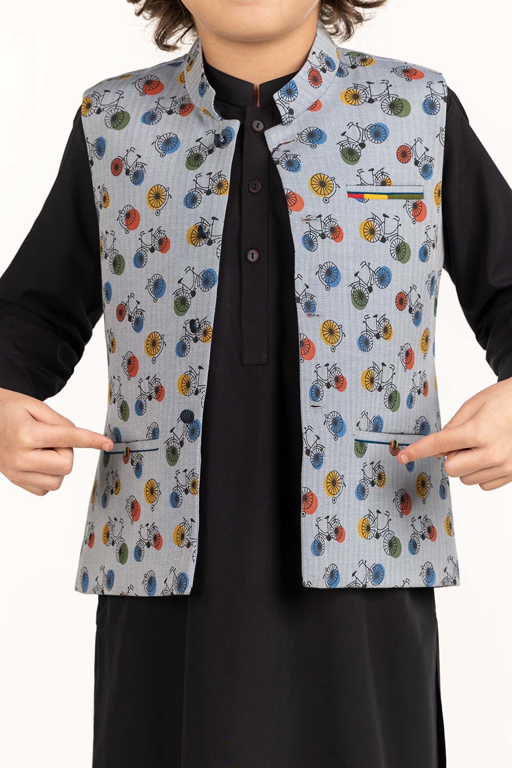 Grey Stylized Waist Coat Kwc-Pd23-006
