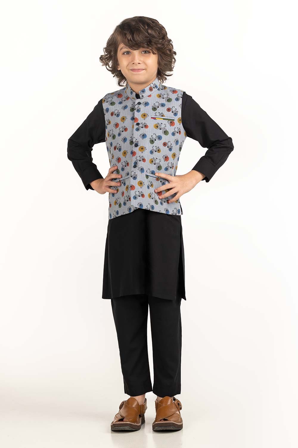 Grey Stylized Waist Coat Kwc-Pd23-006