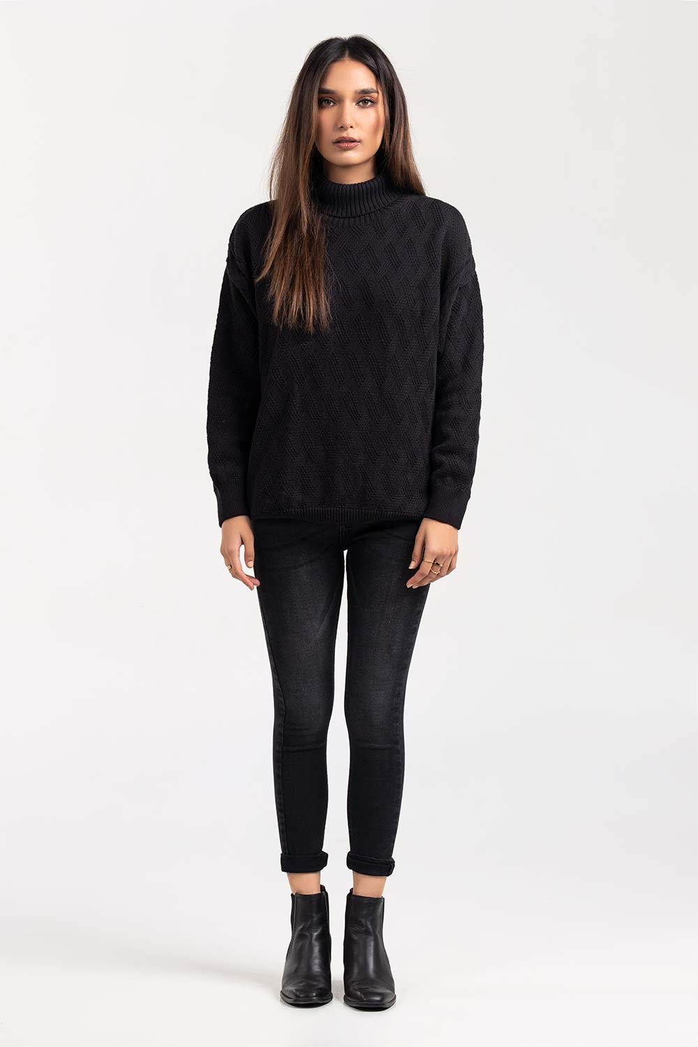 Cotton High Neck Pull Over Sweater